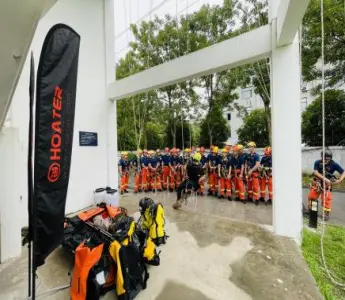 Finalización exitosa del entrenamiento de tecnología de rescate de cuerda 2024 organizado por la brigada de bomberos de Yancheng, en colaboración con Anlei Holdings y HOATER Vertical Technology Center